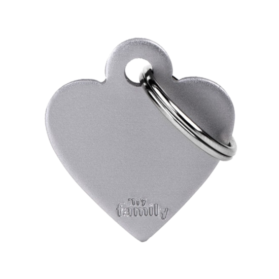 SILCA My Family Heart Shape ID Tag With Split Ring Small Grey - Click Image to Close