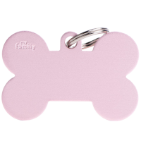 SILCA My Family Bone Shape ID Tag With Split Ring Extra Large Pink