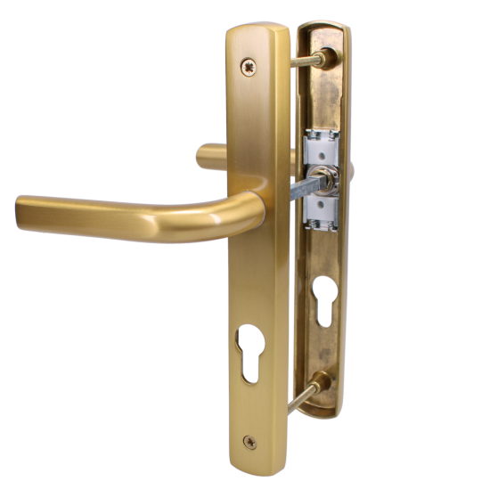 ASEC 70 Lever/Lever Door Furniture To Suit Ferco - 200mm Backplate Brushed Gold - Click Image to Close