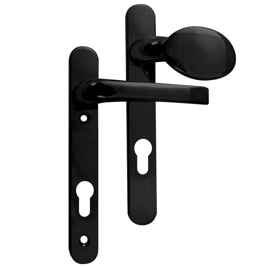 ASEC 92 Lever/Pad UPVC Furniture - 220mm Backplate Black - Click Image to Close