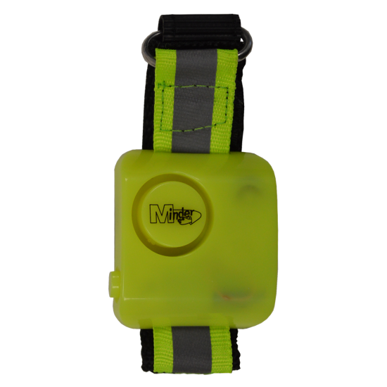 MINDER Hi-Vis Wrist Personal Alarm Yellow - Click Image to Close