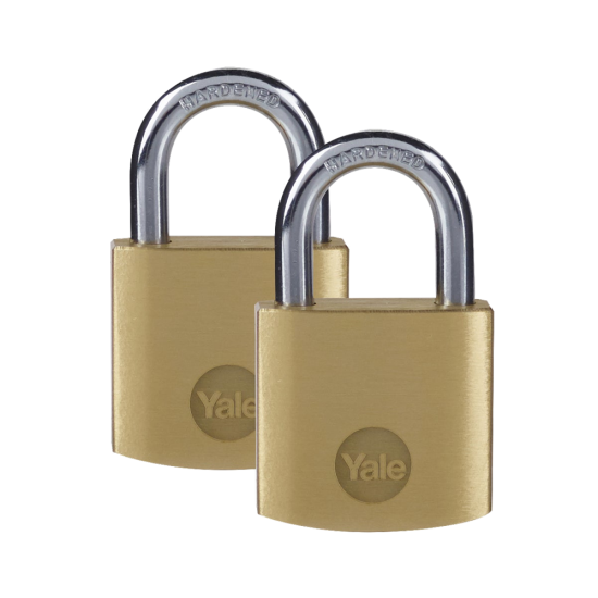 YALE Y110B Brass Open Shackle Padlock 30mm Pack of 2 Keyed Alike - Click Image to Close