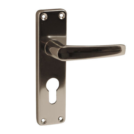 ASEC Stafford Plate Furniture Lever Euro Lock Handle Polished Anodised Aluminium - Click Image to Close