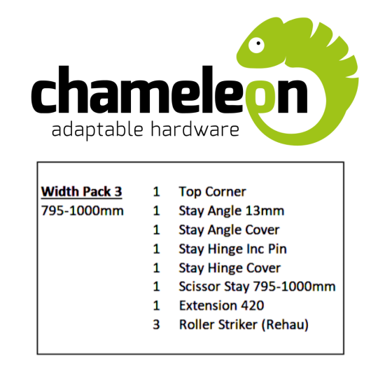 CHAMELEON 13mm Axis Tilt Before Turn Face Fit Width Pack 795mm-1000mm (Width Pack 3) - Click Image to Close