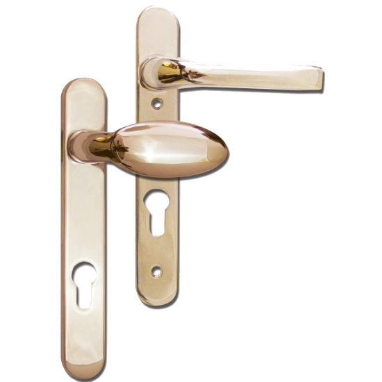 MILA Prolinea 92 Lever/Pad UPVC Furniture - 220mm Backplate Gold - Click Image to Close