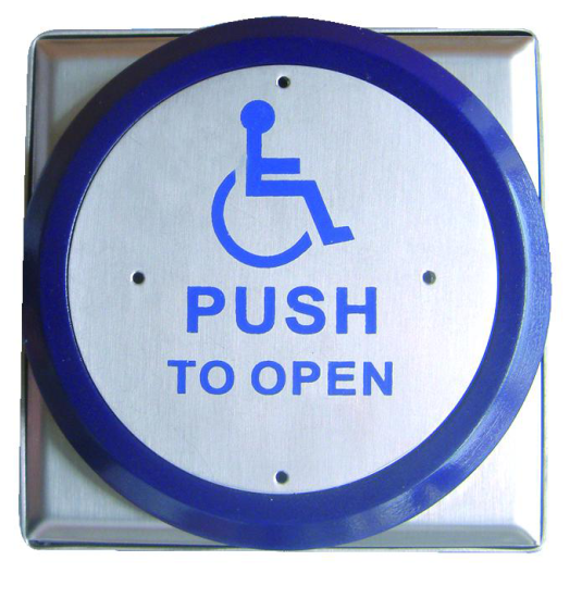 ASEC All Active Large Surface Push Plate DDA Exit Button `Push To Open` - Click Image to Close