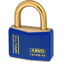 ABUS T84MB Series Brass Open Shackle Padlock 43mm Brass Shackle KA (8406) Blue T84MB/40 Boxed