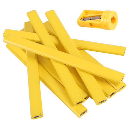 XTRADE Carpenters Pencil Set Pack Of 10 Including Sharpener - Click Image to Close