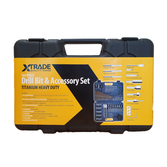 XTRADE 103 Piece Drill Bit and Accessories Set X0900051 - Click Image to Close