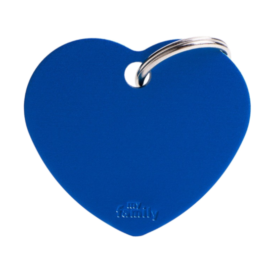SILCA My Family Heart Shape ID Tag With Split Ring Large Blue - Click Image to Close
