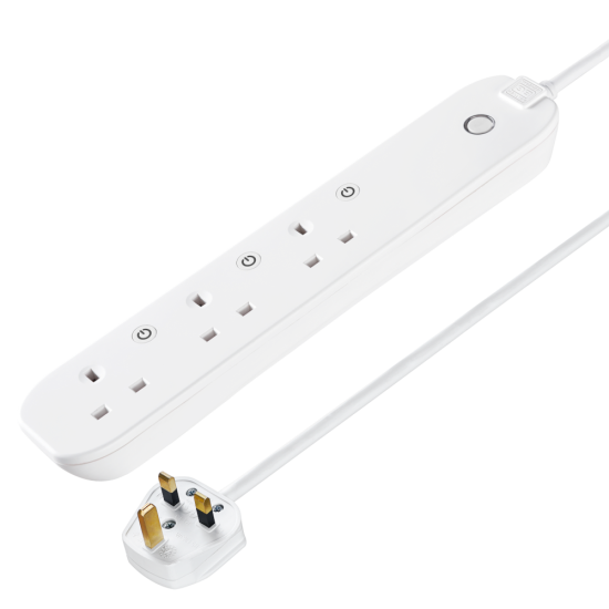 LUCECO 13A Smart Extension Lead With 3 Sockets 1 Metre Cable White - Click Image to Close