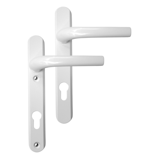 Greenteq Alpha 92 Lever/Lever UPVC Furniture - 220mm Backplate White - Click Image to Close