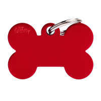 SILCA My Family Bone Shape ID Tag With Split Ring Large Red