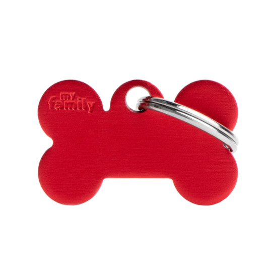 SILCA My Family Bone Shape ID Tag With Split Ring Small Red - Click Image to Close