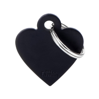 SILCA My Family Heart Shape ID Tag With Split Ring Small Black