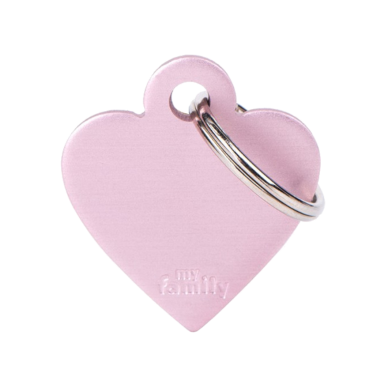 SILCA My Family Heart Shape ID Tag With Split Ring Small Pink - Click Image to Close