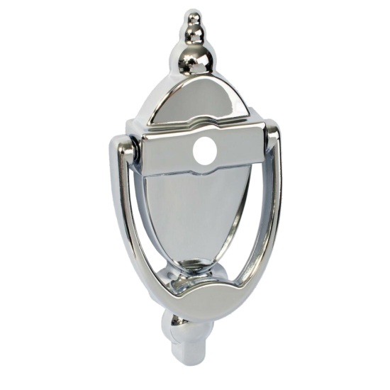 AVOCET Affinity Traditional Victorian Urn Door Knocker With Cut For Viewer Chrome - Click Image to Close