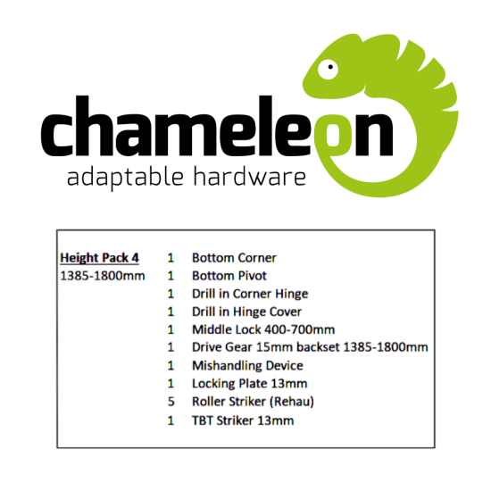 CHAMELEON 13mm Axis Tilt Before Turn Face Fit Height Pack 1385mm-1800mm (Height Pack 4) - Click Image to Close