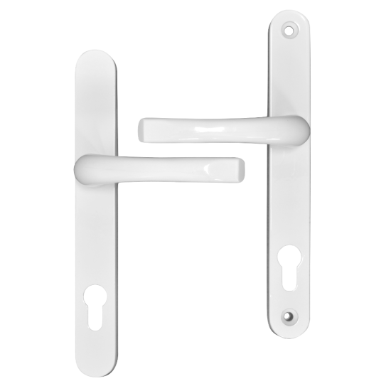 ASEC 92 Lever/Lever UPVC Furniture - 240mm Backplate White Sprung - Click Image to Close
