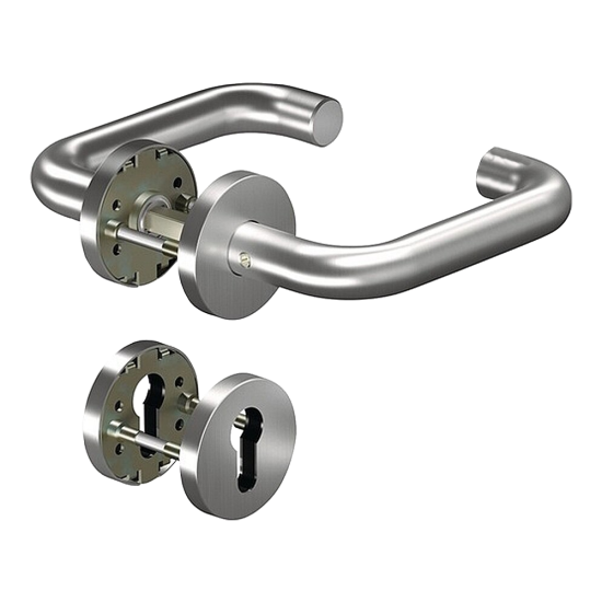 DORMAKABA Ogro Core Round Bar Return Lever Handle Set To Suit SVP Lock Stainless Steel 90050063189 - Click Image to Close