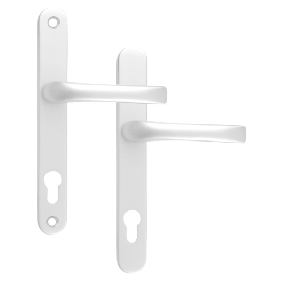 MILA Prolinea 92 Lever/Lever UPVC Furniture - 240mm Backplate White - Click Image to Close
