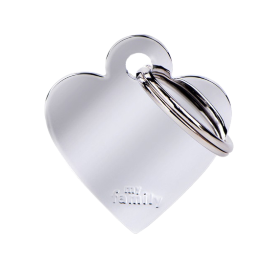 SILCA My Family Heart Shape ID Tag With Split Ring Small Chrome - Click Image to Close
