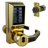 DORMAKABA Simplex L1000 Series L1041B Digital Lock Lever Operated With Key Override & Passage Set PB RH With Cylinder LR1041B-03