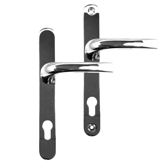 ASEC 92/62 Offset Lever/Lever UPVC Furniture - 240mm Backplate Chrome - Click Image to Close