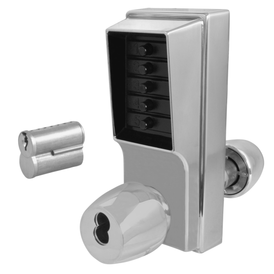 DORMAKABA Series 1000 1041B Knob Operated Digital Lock With Key Override & Passage Set SC With Cylinder 1041B-26D - Click Image to Close