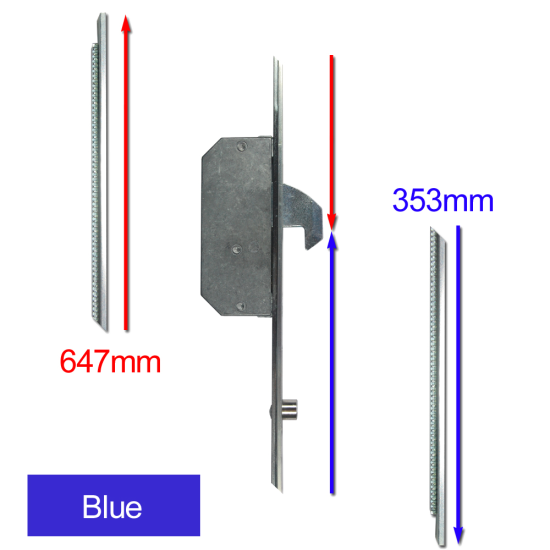 ASEC Modular Repair Lock Locking Point Extensions (UPVC Door) - 2 Hook & 2 Roller Blue Supplied With Keeps - Click Image to Close