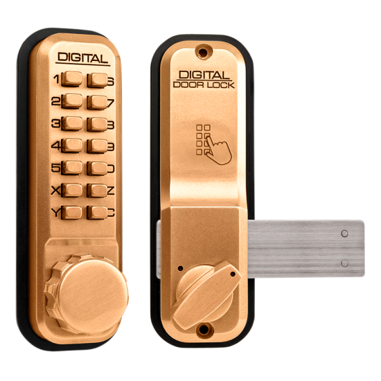 LOCKEY 2200 Series Digital Lock With Rim Dead Bolt PB - Click Image to Close