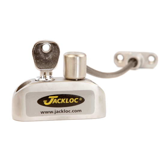 JACKLOC Pro-5 Lockable Cable Window Lock Satin Chrome - Click Image to Close
