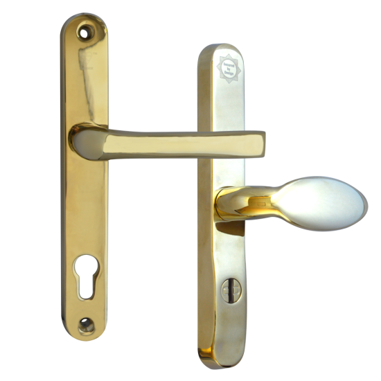 MILA Pro Secure PAS24 2 Star 240mm Lever/Pad Door Furniture 92/62 Centres Gold (Bagged) - Click Image to Close