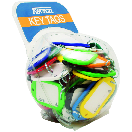 KEVRON ID10 Jumbo Key Tags Counter Tub 60pcs Assorted Colours Assorted Colours x 60 - Click Image to Close