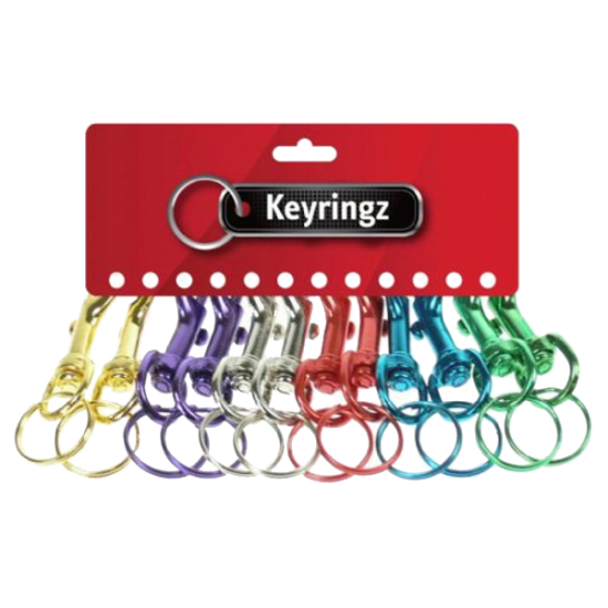 ASEC Metal Kamet Key Ring Assorted Colours - Pack Of 12 - Click Image to Close