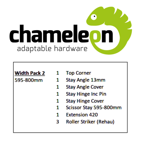 CHAMELEON 13mm Axis Tilt Before Turn Face Fit Width Pack 595mm-800mm (Width Pack 2) - Click Image to Close