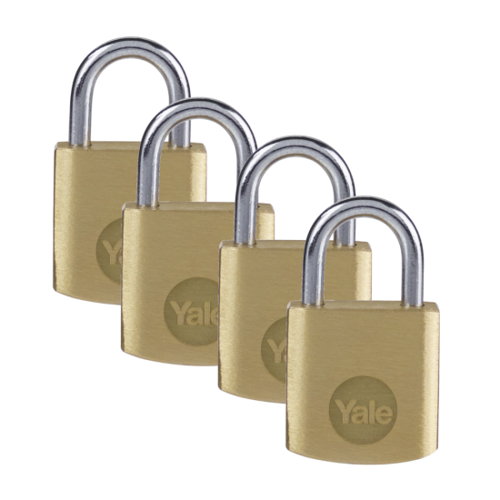 YALE Y110B Brass Open Shackle Padlock 40mm Pack of 4 Keyed Alike - Click Image to Close
