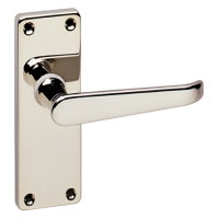 ASEC URBAN Classic Victorian Short Latch Lever on Plate Door Furniture Polished Nickel (Visi)