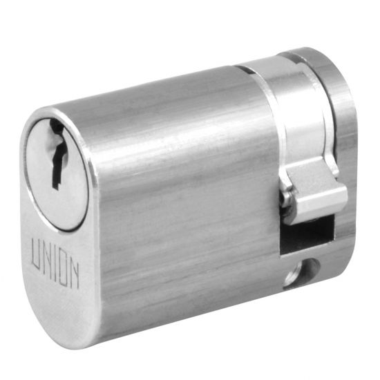 UNION 2x8 Oval Half Cylinder To Suit 2332 Oval Profile Nightlatches 40mm (30/10) MK `CABD` SC - Click Image to Close