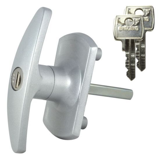 L&F 1613 Garage Door Lock SILVER 55mm x 8mm Square Spindle - Click Image to Close