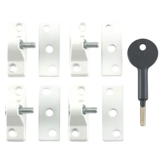 YALE 8K118 Casement Window Lock - 4 Pack WH 4 Locks + 1 Key Visi - Click Image to Close