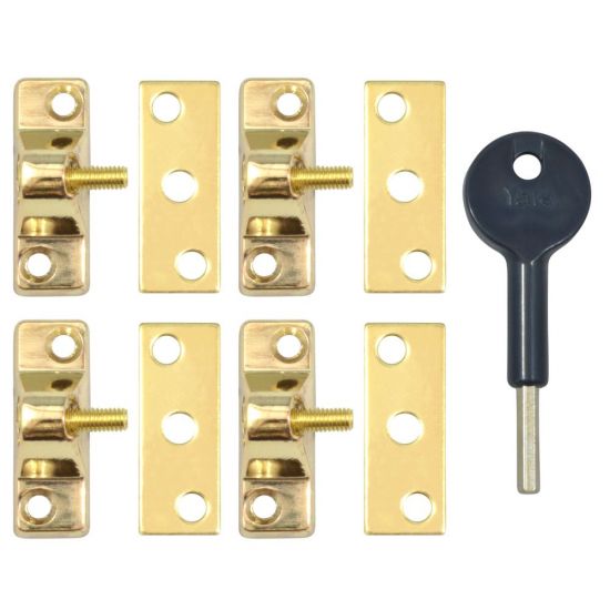 YALE 8K118 Casement Window Lock - 4 Pack PB 4 Locks + 1 Key Visi - Click Image to Close