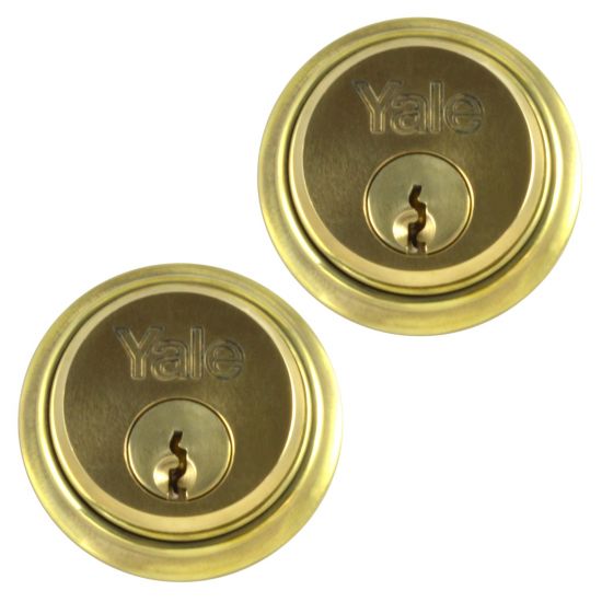 YALE 1122 Screw-In Cylinder PB KD Pair Boxed - Click Image to Close