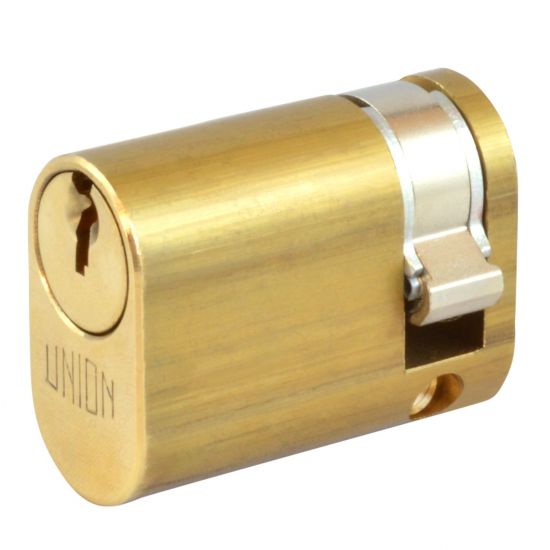 UNION 2x8 Oval Half Cylinder To Suit 2332 Oval Profile Nightlatches 40mm (30/10) KD PB - Click Image to Close