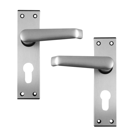 UNION 366 Ambassador Plate Mounted Lever Furniture Formerly Wellington Anodised Silver Euro Lever Lock - Click Image to Close