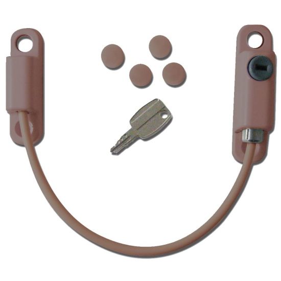 ASEC 150mm Locking Cable Window Restrictor Brown - Click Image to Close