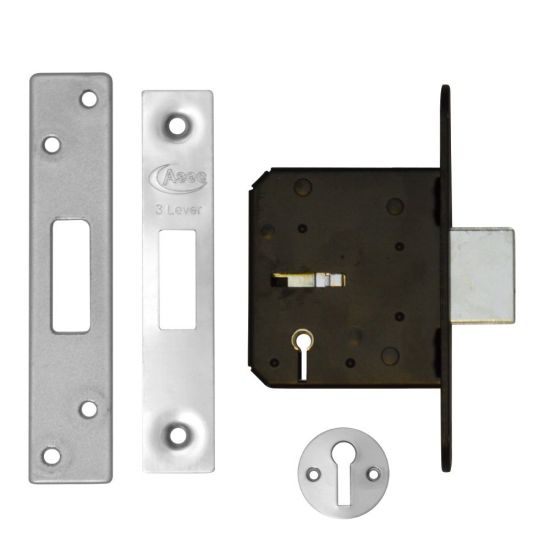 ASEC 3 Lever Deadlock 64mm SS KD Bagged - Click Image to Close