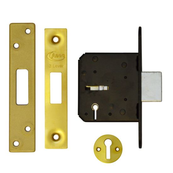 ASEC 3 Lever Deadlock 64mm PB KD Bagged - Click Image to Close