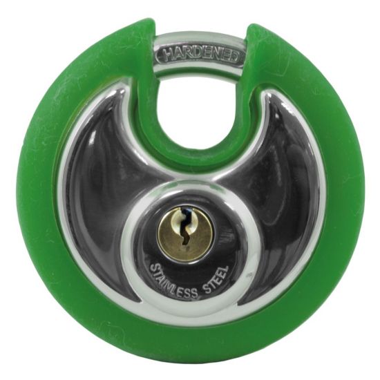 Asec Coloured Discus Padlock Green Bumper - Click Image to Close