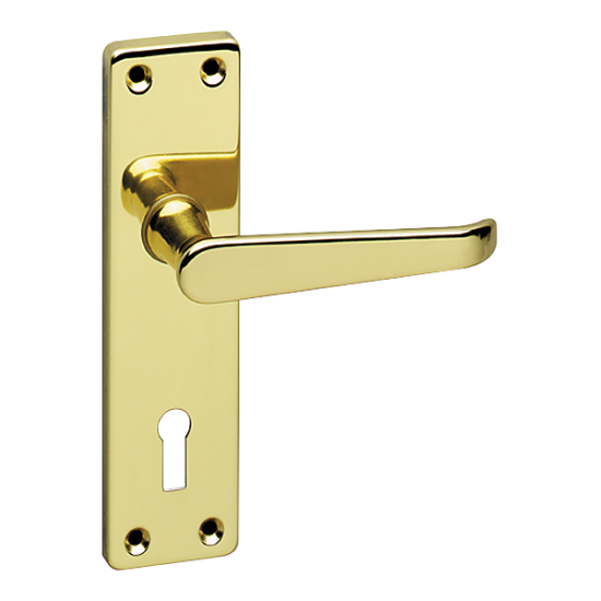 ASEC URBAN Classic Victorian Lever on Plate Lock Door Furniture Polished Brass (Visi) - Click Image to Close